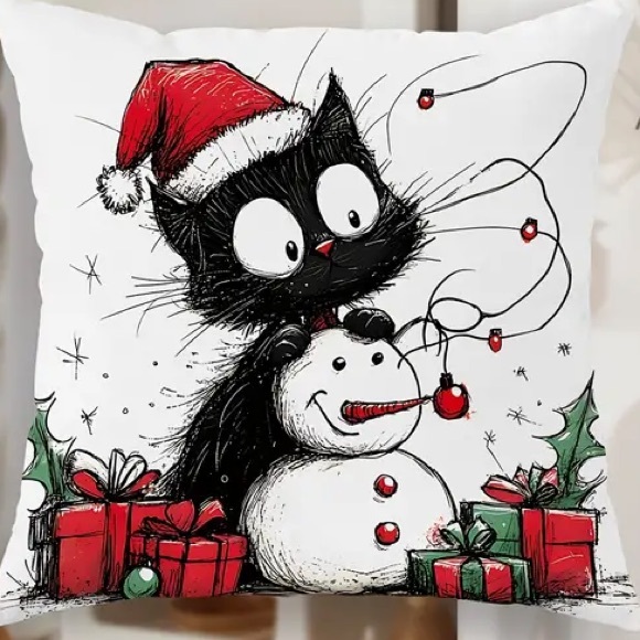 Crazy Cats Christmas Throw Pillow Cover - Pick 1 - Picture 7 of 7